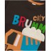 Boys set with brown sweatshirt and vehicle-printed pants 