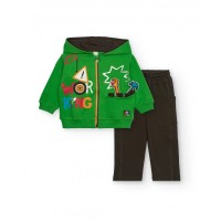 Boys set with green sweatshirt and brown pants with tool print 