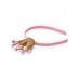 Pink headband for girls with a golden crown and pompoms 