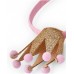 Pink headband for girls with a golden crown and pompoms 