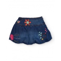 Girls denim skirt with colorful flower and heart prints 
