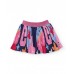Girls pleated skirt with a multi-coloured print and shiny elastic waistband.