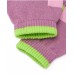 Knitted gloves for girls in mauve with multi-colored fingers 