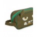 Green toiletry bag for boys with a monster face and 3D details 