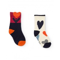 Pack of multicolored socks for girls with a heart print 