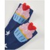 Pack of two pairs of girls' socks in navy blue and pink with star and ice cream motifs 