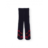 Pack of girls' tights in red and navy blue with hearts 
