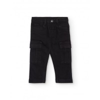 Boys black cargo pants with side pockets 