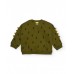 Green sweatshirt for boys with monster print and embossed details 