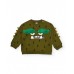Green sweatshirt for boys with monster print and embossed details 