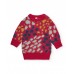 Red knitted dress for girls with multi-colored spot print 