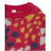 Red knitted dress for girls with multi-colored spot print 