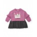 Pink sweatshirt dress for girls with ruffle and glitter tulle skirt 