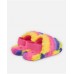 Multicolored girls slippers with soft fur 