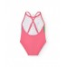 Pink floral swimsuit for girls with crossed straps 