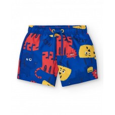 Boys' blue swim trunks with animals and adjustable waist 