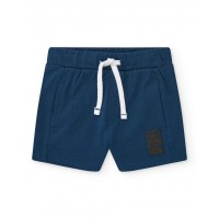Bermuda shorts for boys in blue with adjustable waist and print 