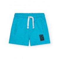 Boys' blue Bermuda shorts with elastic waistband 