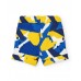 Boys' blue Bermuda shorts with a yellow and white print  