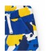 Boys' blue Bermuda shorts with a yellow and white print  