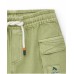 Green twill Bermuda shorts for boys with cargo pockets and adjustable drawstring 