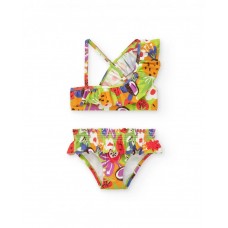 Girls' fruit print bikini with ruched details 