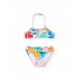 Girls' blue bikini with floral print and ruffles 