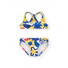 Blue and yellow floral bikini for girls 