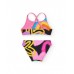 REVERSIBLE Pink rainbow bikini for girls with crossed straps 