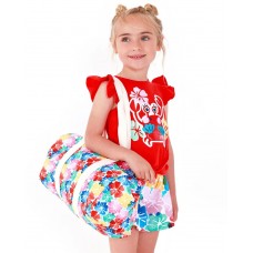 Girl's set with red crab t-shirt and floral shorts 