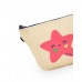 Raffia bag for girls in beige with a pink star 