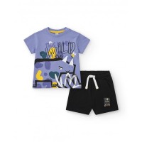 Purple T-shirt for boys with dinosaur and text "This is my wild side"