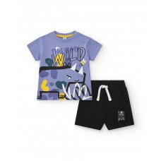 Purple T-shirt for boys with dinosaur and text "This is my wild side"