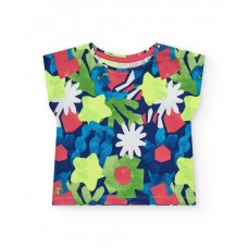 Girl's blue floral print T-shirt 