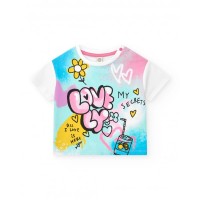 White T-shirt for girls with flowers 