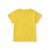 Yellow children's T-shirt with a scooter and the phrase "SKATE ALL DAY"