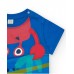 Boys' blue t-shirt with crab print and buttons on the shoulder 