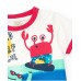 Boys' white T-shirt with red trim and crocodile print 