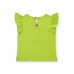 Green t-shirt for girls with ruffles and crochet flower 