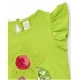 Green t-shirt for girls with ruffles and crochet flower 