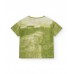 Green T-shirt for boys with jeep print 