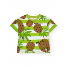 Green striped tropical print t-shirt for boys 