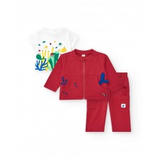 Three-piece-boys-plush-tracksuit-with-red-jacket-white-t-shirt-and-red-pants 