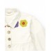 White flat jacket for girls with buttons and flounce at the bottom 