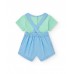 Boys' flat set with elephant and palm tree overalls and green t-shirt 