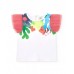 Girl's set with white t-shirt with tulle sleeves and pink leggings with tulle skirt 