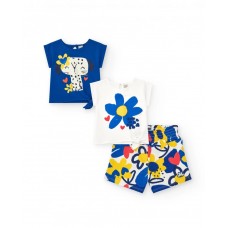 Girl's set with two t-shirts and printed shorts 