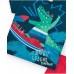 Boy's set with blue t-shirt and red shorts with surfboards 