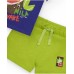 Boy's set with coconut t-shirt and green Bermuda shorts 