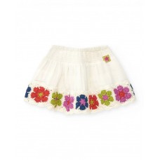 White skirt for girls with multicolored crochet details 